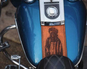 Chief Geronimo Real Leather Tan Gas Tank Panel fits Harley Davidson Softail 2000-2017