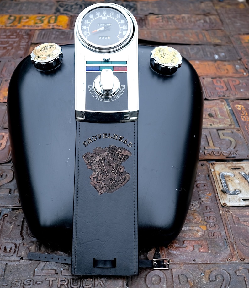 Retro Shovelhead Gas Tank Leather Panel Bib Harley Davidson Etsy