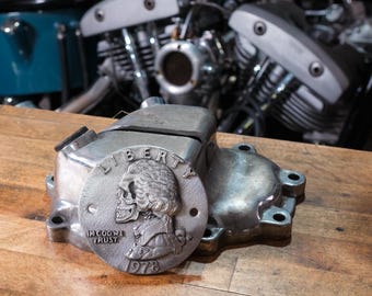1978 Shovelhead Dead Gangster George Washington Quarter timing Cover Harley Davidson Big Twin
