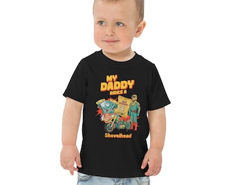 T-shirt bébé « Mon papa conduit une vieille moto Shovelhead »