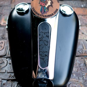Black Evil Skulls Engraved Leather Gas Tank Dash Console Insert 08 16 Harley Streetglide FLHX