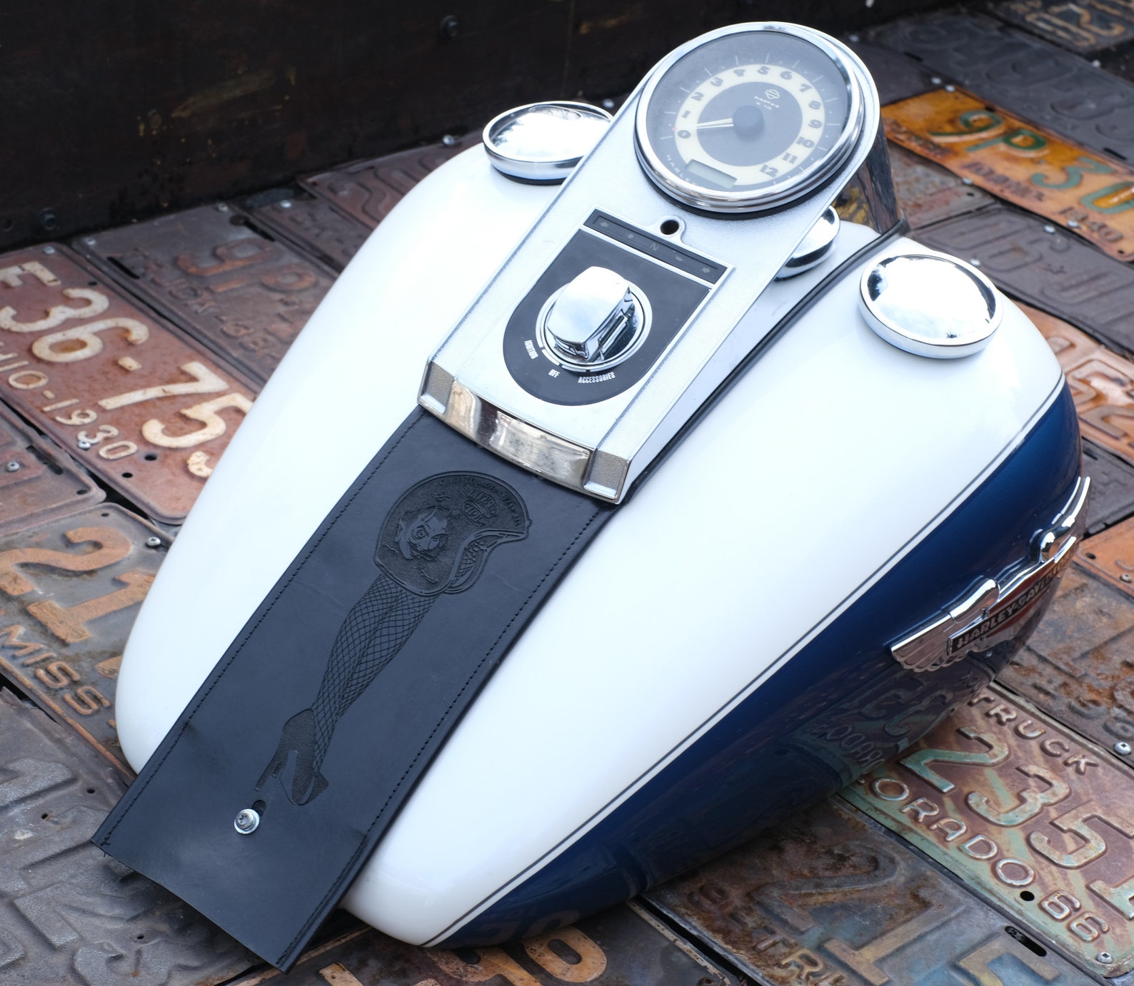 Harley Davidson Leather Fuel Gas Tank Panel Bib Sexy Legs Etsy