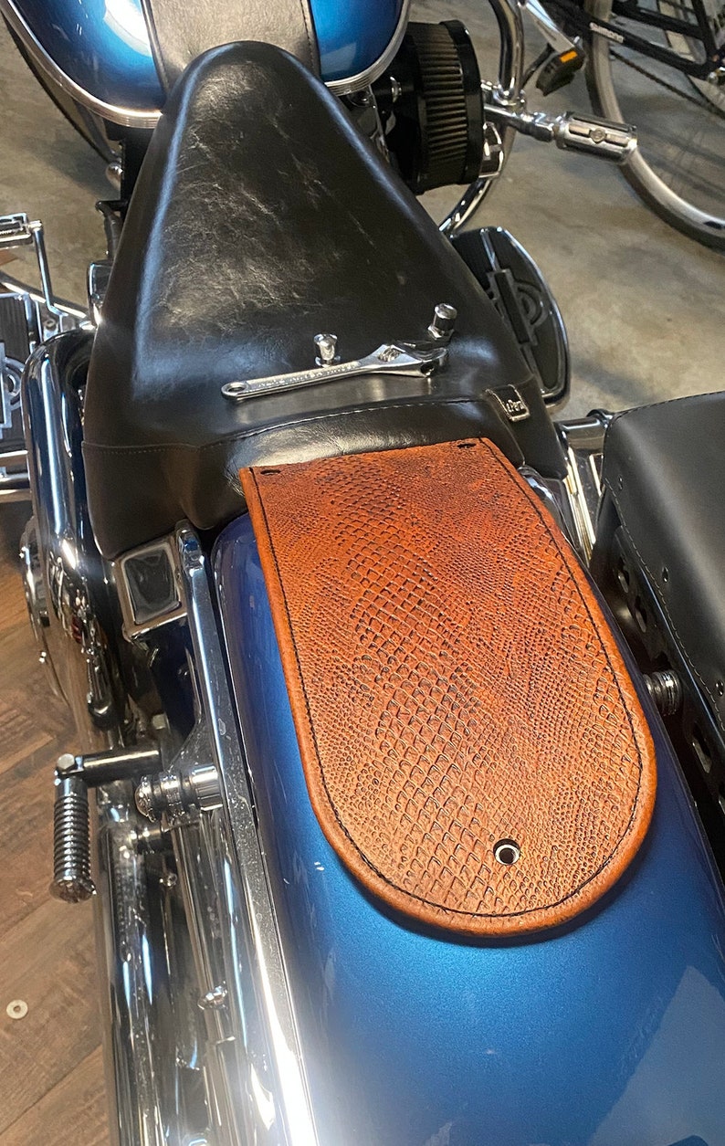 Leather Rear Solo Fender Panel Bib Tan Python Skin Softail Etsy