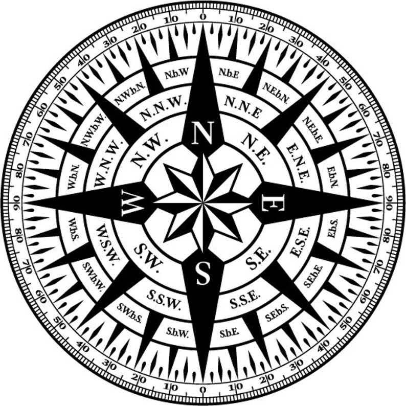 DXF DWG SVG Files Detailed Maritime nautical compass for Etsy