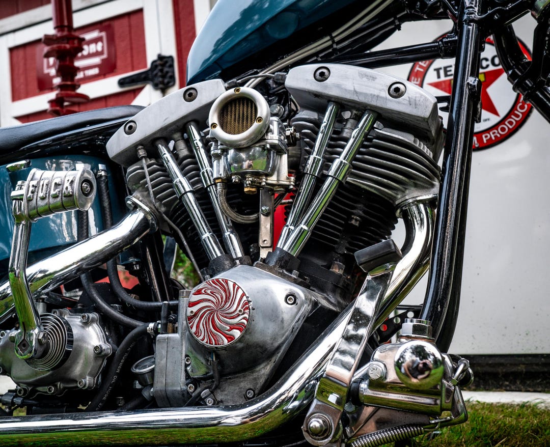 Hot Carved Psycho Candy Red and Silver Evo Shovelhead 2 Hole