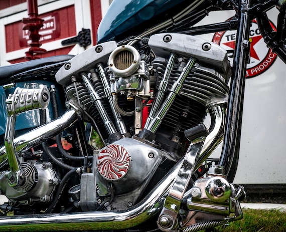Hot Carved Psycho Candy Red and Silver Evo Shovelhead 2 Hole