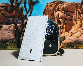 White Real Leather Ostrich Texture Gas Tank Panel fits Harley Davidson Softail 2000-2017