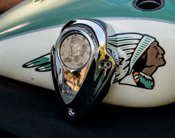 Dead Pilot Hobo Nickle Solid Brass Engraved Indian Motorcycle Horn Cover Insert