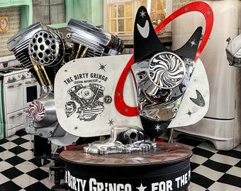 Hot Carved Psycho Candy Black Silver Evo Shovelhead 2 Hole Timing