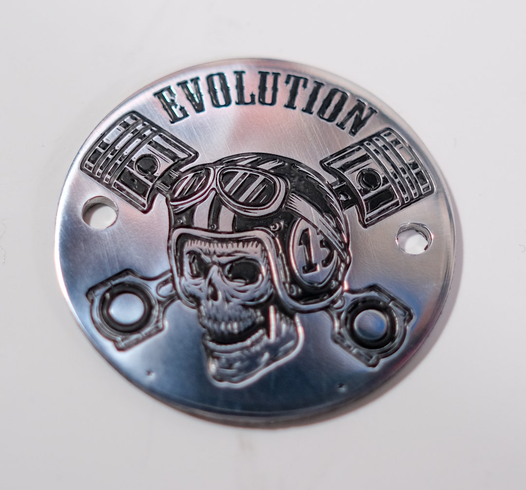 Evolution Crossed Pistons Skull Polished Points Cover for Harley ...