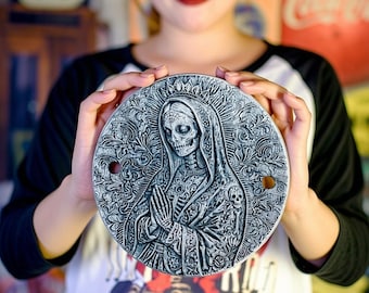 3D Carved Holy Mother Santa Muerte Timing Cover Harley Davidson Shovelhead Evo 1970-1999