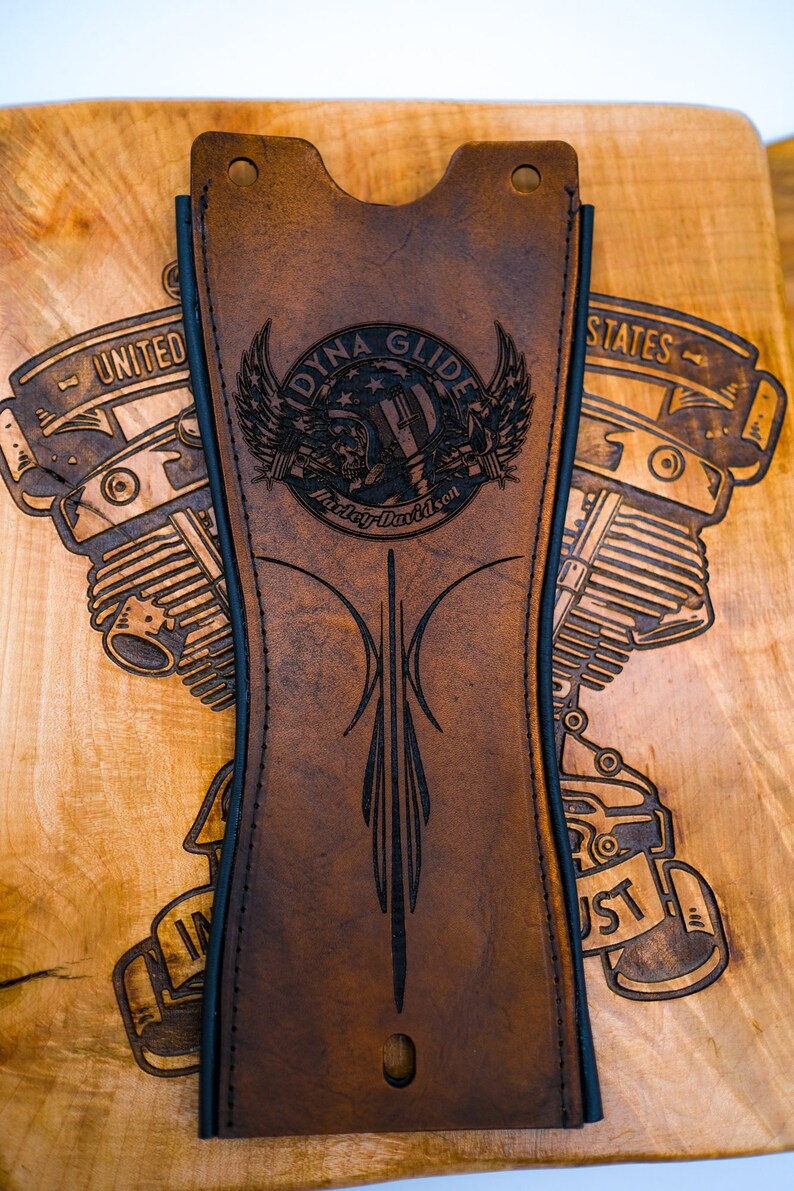 Dyna Glide Custom Brown Leather Gas Tank Panel Bib Harley Etsy