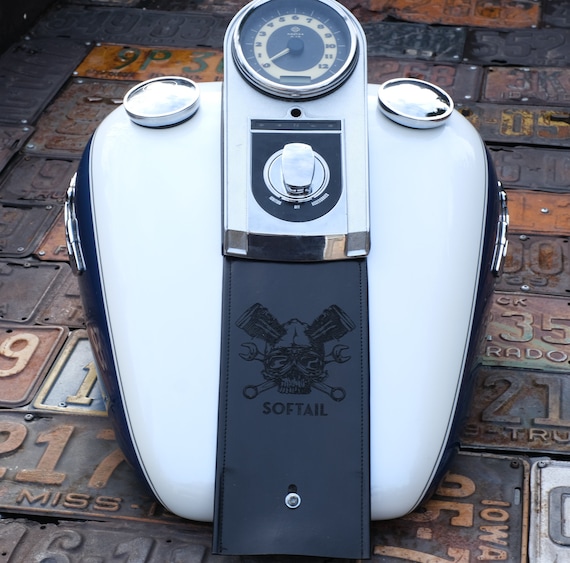 Harley Davidson Leather Fuel Gas Tank Panel Bib Skull Retro