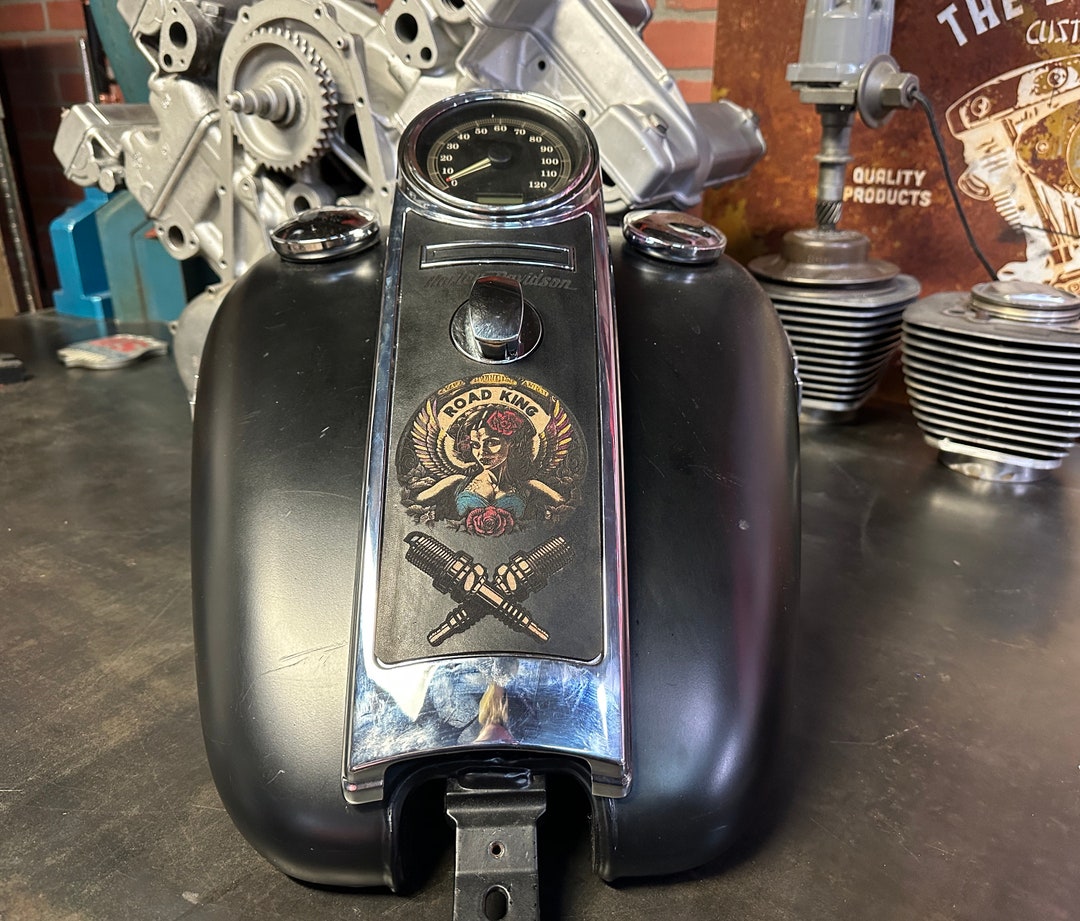 Harley Davidson Road King Dash Insert Latina Angel Chicano Crossed