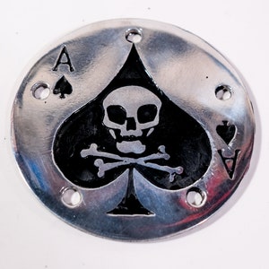 Couvre-points de synchronisation 5 trous Vietnam Death Card Ace Spades pour Harley 1999-2017 Biker Gear par The Dirty Gringo