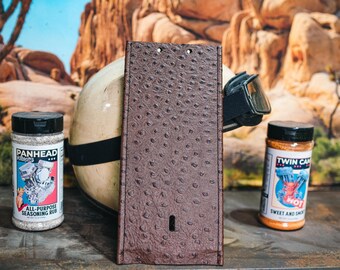 Brown Real Leather Ostrich Texture Gas Tank Panel fits Harley Davidson Softail 2000-2017