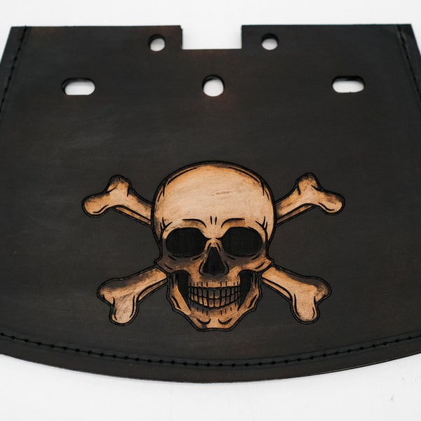 Skull Jolly Roger Crossed Bones Rear Mud Flap Harley Davidson Motorcycle Universal Leather