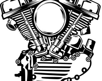DXF, DWG, SVG Files Vintage Simple Harley Panhead Vtwin for use with cnc, laser, glowforge water, plasma or vinyl cutters