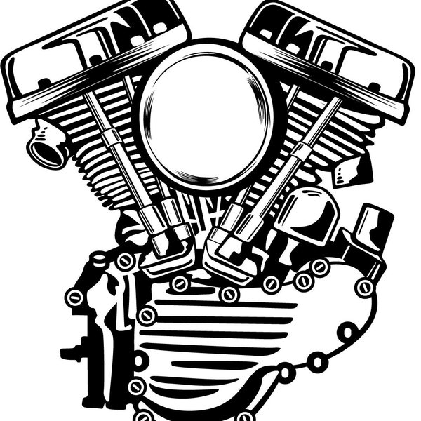 DXF, DWG, SVG Files Vintage Simple Harley Panhead Vtwin for use with cnc, laser, glowforge water, plasma or vinyl cutters