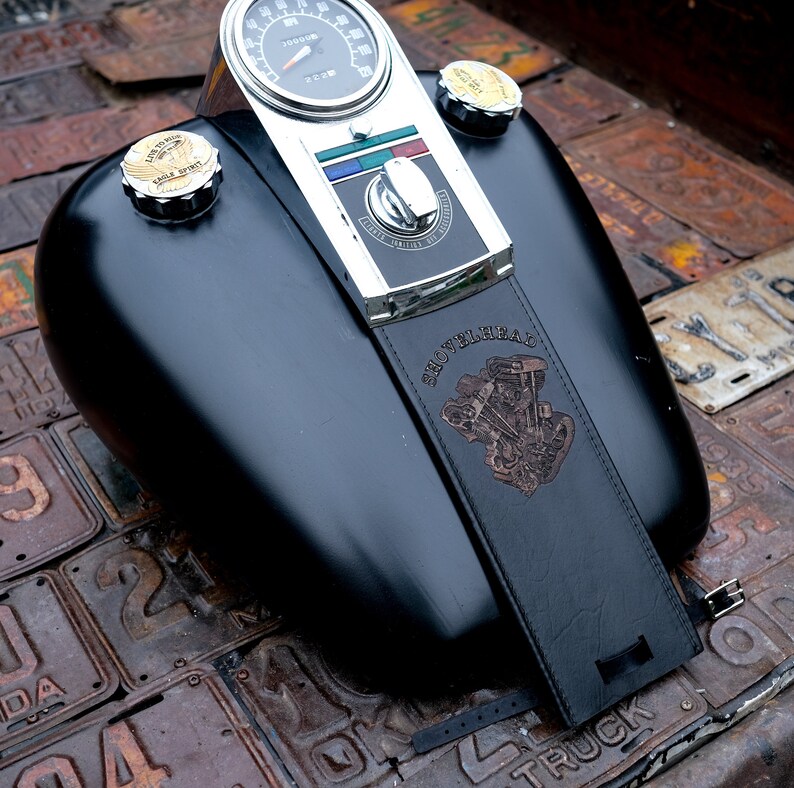 Retro Shovelhead Gas Tank Leather Panel Bib Harley Davidson Etsy