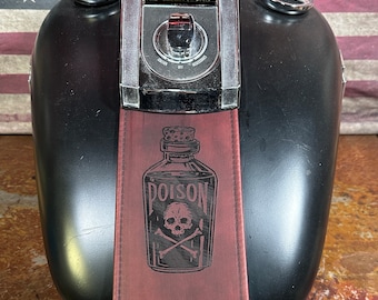 Retro Giftflasche Mahagoni Harley Davidson Leder Tank Panel Bib Softail