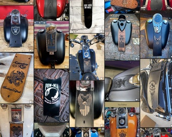 thumbnail image 2 of Harley Davidson Leather Fuel Gas Tank Panel Bib – Don't Tread On Me Liberty Death – The Dirty Gringo 2 of 4