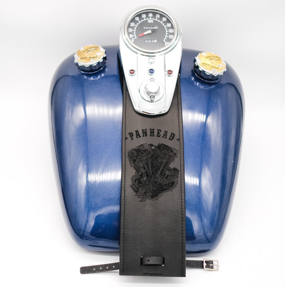 Detailed Panhead Black Leather Gas Tank Panel Bib Harley Etsy