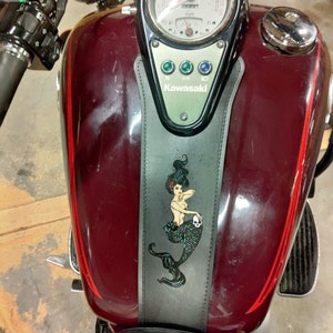 Hand Painted Leather Mermaid Gas Tank Panel Kawasaki Vulcan VN1500 1500 4.2 GAL Classic Nomad Drifter