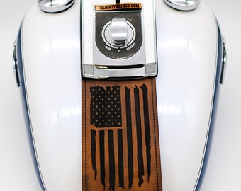 Vereinigte Staaten USA Flagge Distressed Harley Davidson Brown Leather Tank Panel Bib Softail Dyna