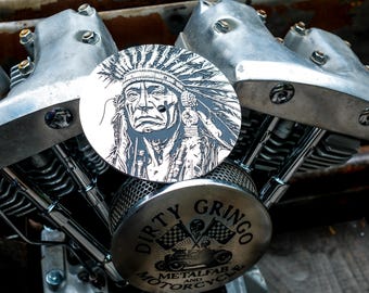 Indian Chief Engraved Air Filter Cover Cap 5.5” Motorcycle Cleaner