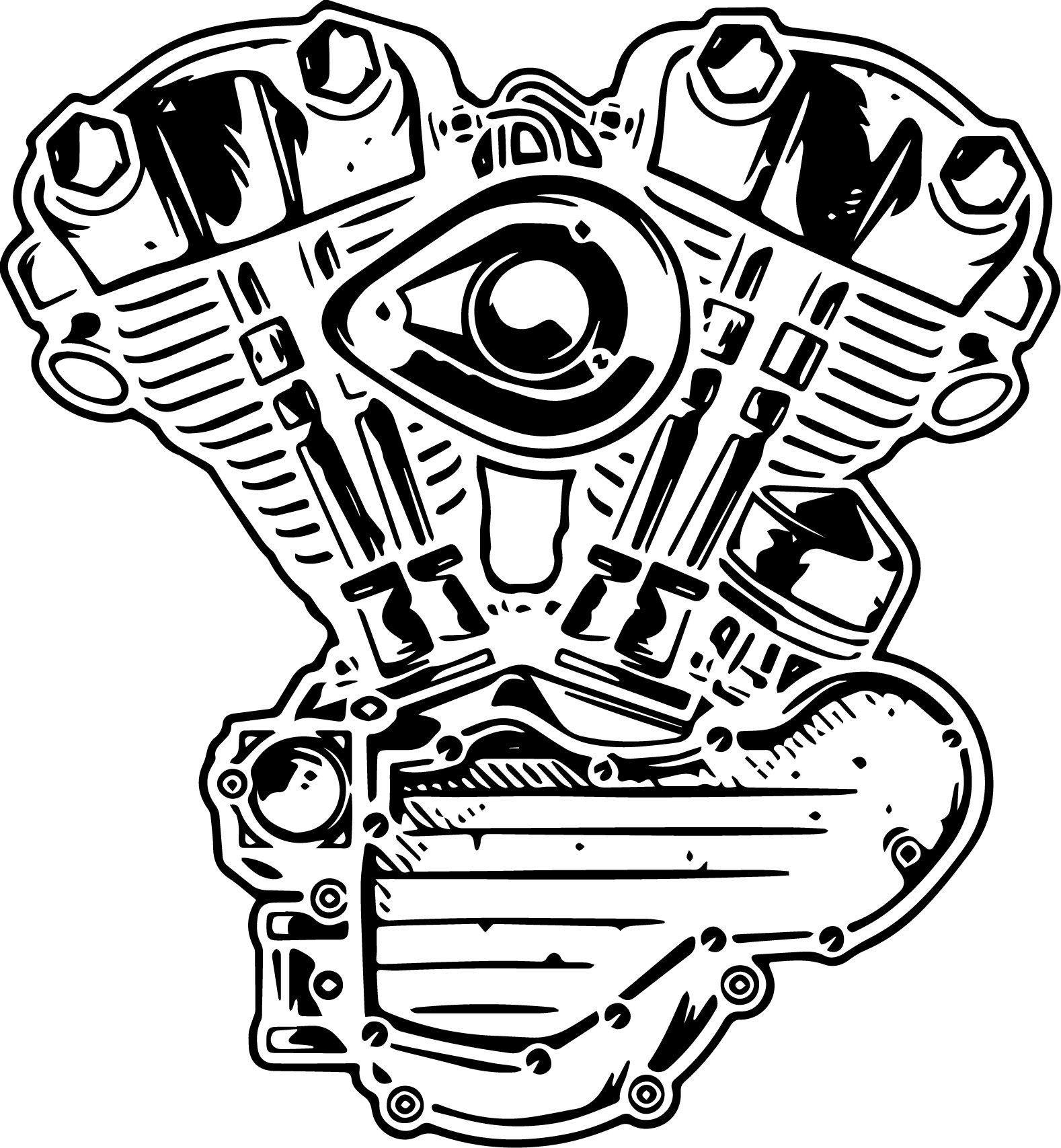 DXF DWG SVG Files Vintage Retro Harley Knucklehead Skull Etsy