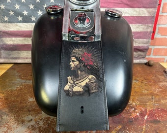 Aztec Queen Chicano Vicla Harley Davidson Leather Gas Tank Panel Bib Softail