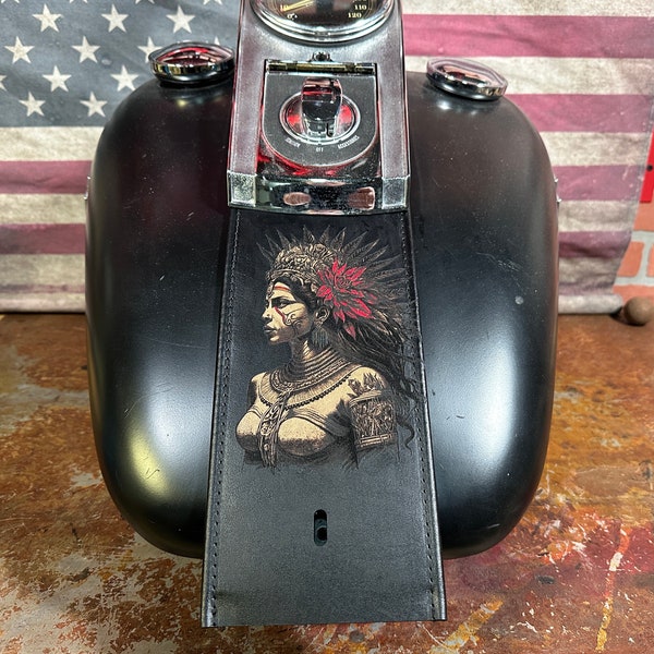 Aztec Queen Chicano Vicla Harley Davidson Leather Gas Tank Panel Bib Softail