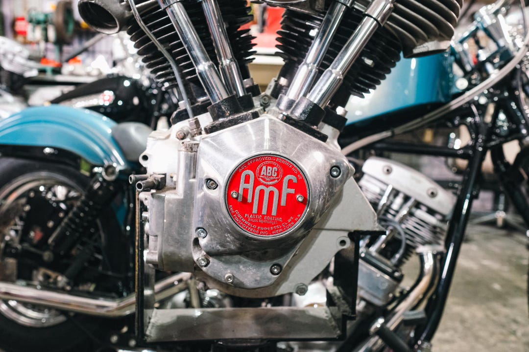 Amf String Pin Retro AMF Red Bowling Pin Logo Shovelhead Points Timing Cover Harley ...