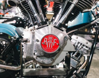 Couvercle de chronométrage Shovelhead Points logo rouge AMF pour épingles de bowling Harley Davidson