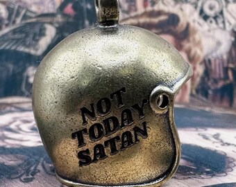Not Today Satan Brass Skull Motorcycle Gremlin Bell Chopper Harley Bell Chopper Harley Old School Biker