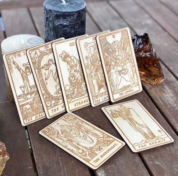 Card Deck Custom Wooden Tarot Arcane Set Esoteric -