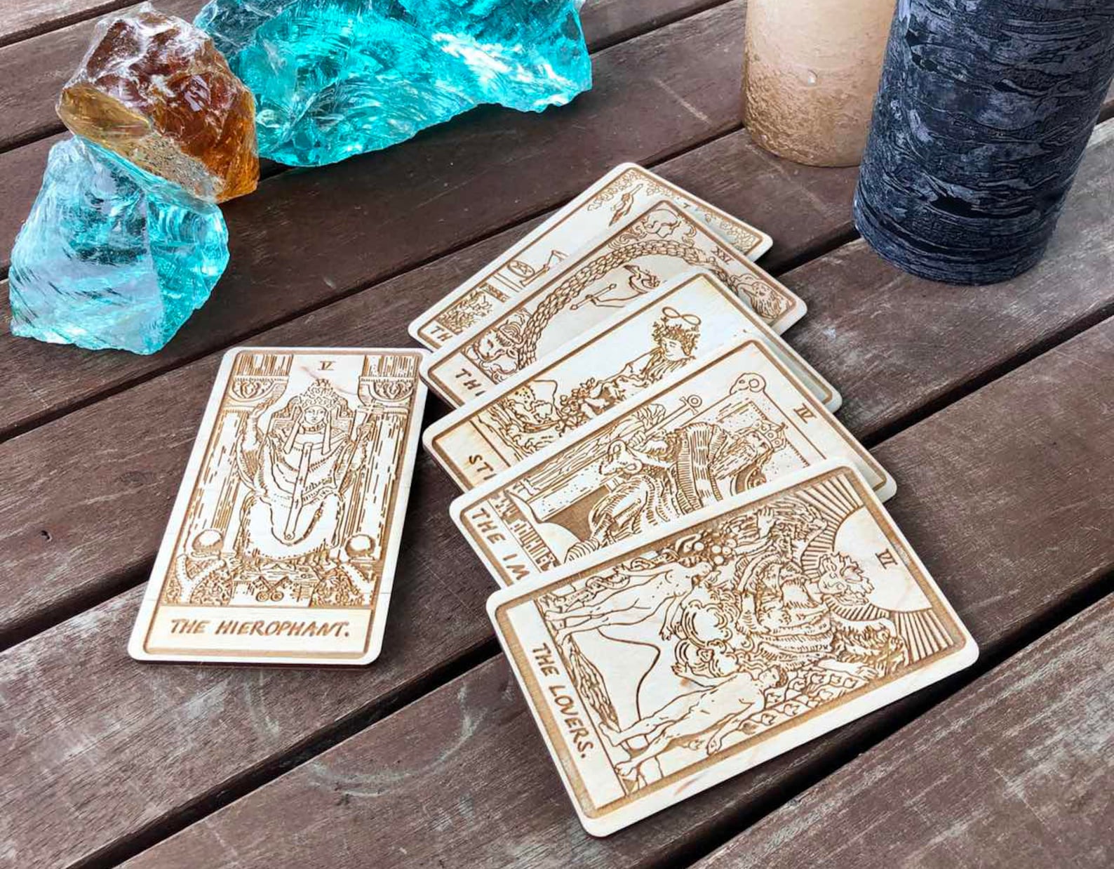 Tarot Card Tarot Cards Custom Tarot Laser Engraving Wooden Etsy