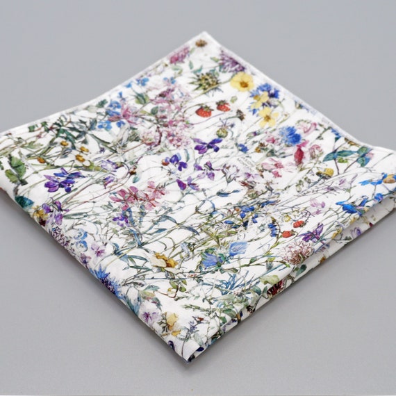 Liberty Floral Pocket Square: Wildflower Print Cotton Handkerchief