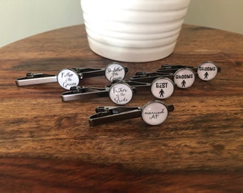 Customized Tie Bar Clip - Personalized with Photo, Quote, Date, Image, etc.. Wedding | Groom | Groomsmen