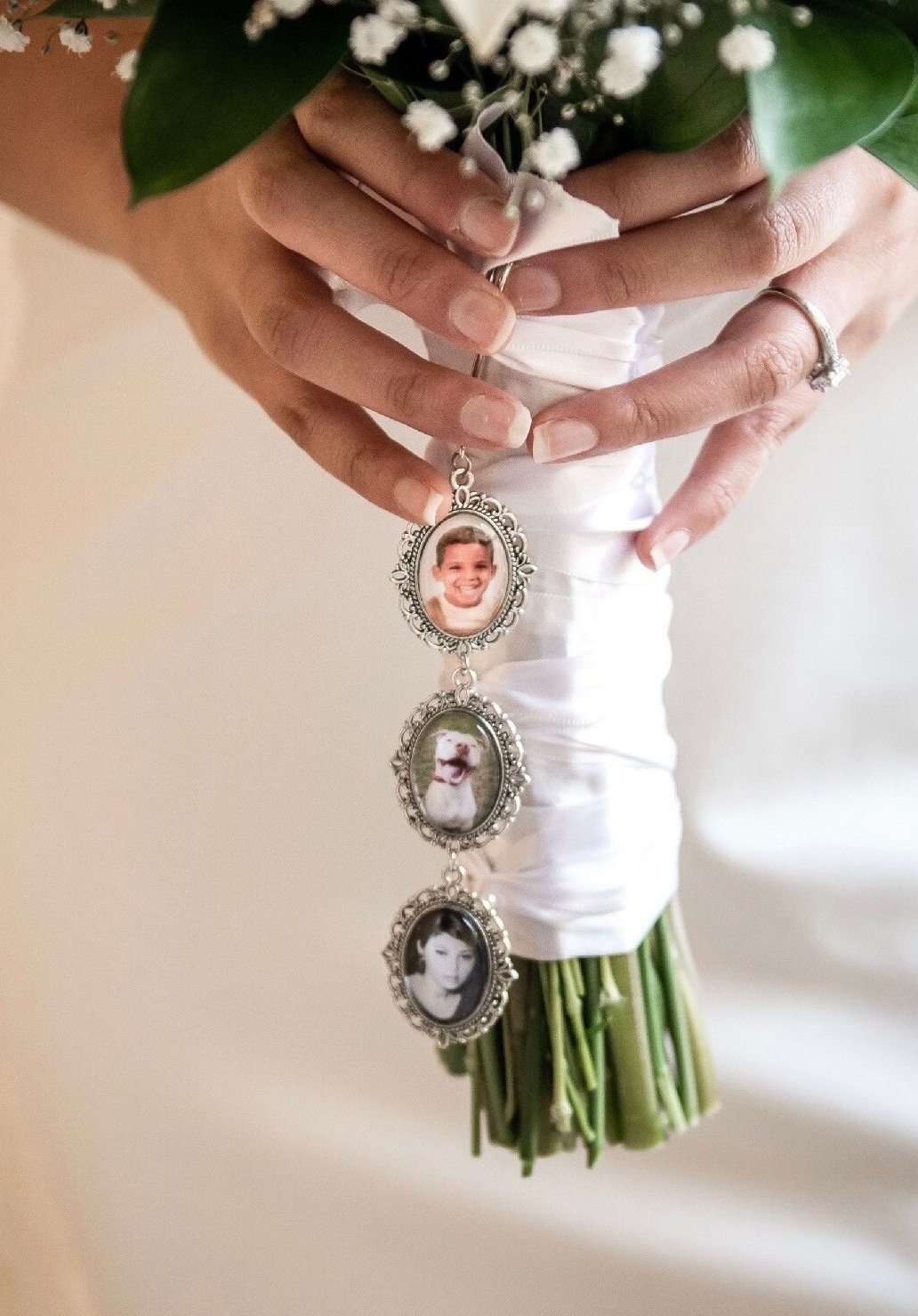 Bridal bouquet charms - set of two custom photo wedding bouquet charms –  Now That's Personal!