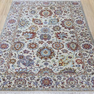 Handmade Carpet Oushak Rug in Multicolor, Modern Floral Wool Rug For Living Room, Bedroom Area Rug 6x9 ft Free Shipping