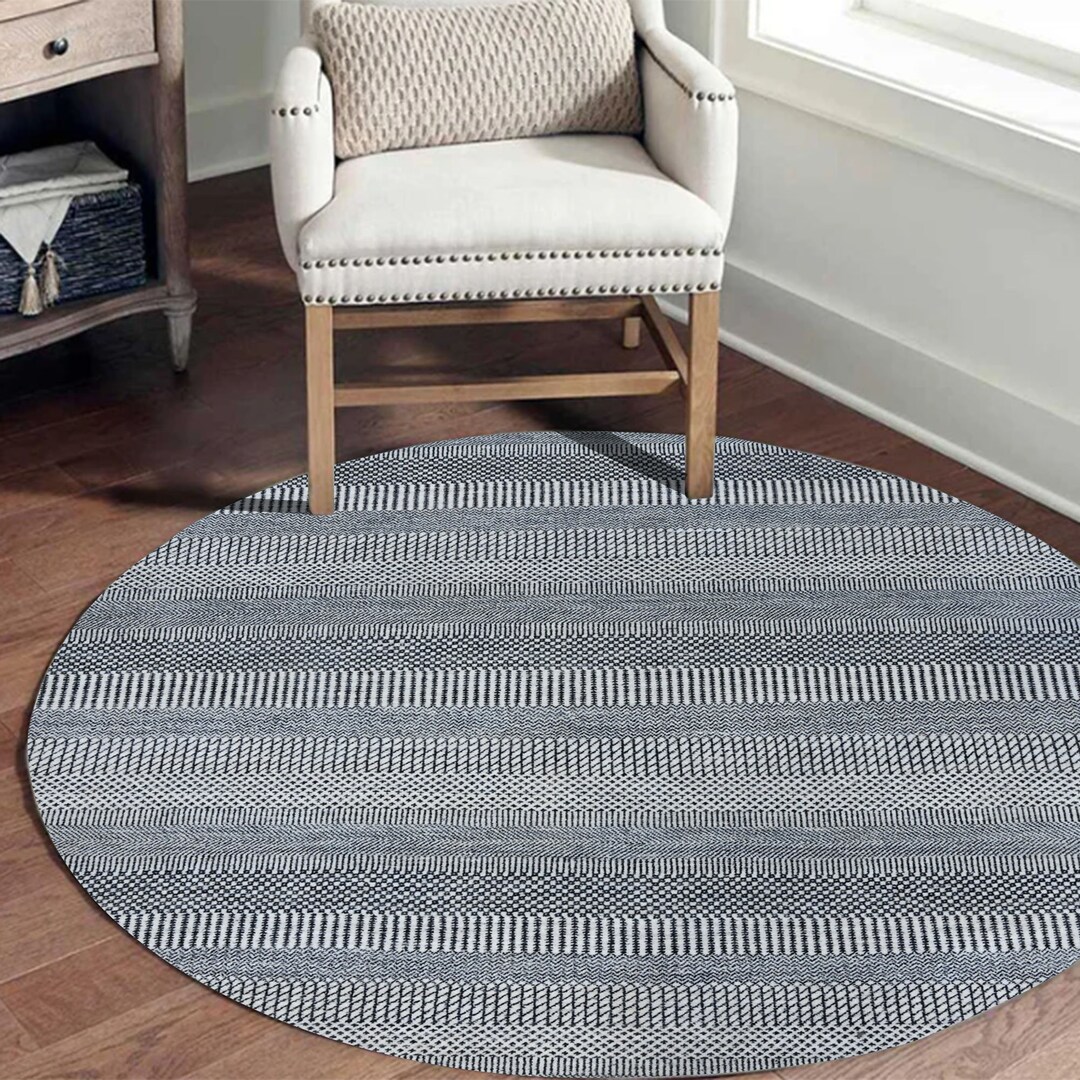 Handmade Grey Round Area Rug Best Quality Wool 6 by 6 Feet Rug Etsy