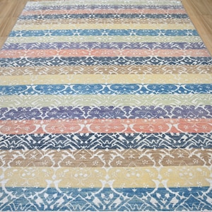 9x12 Area Rug, Hand Knotted Rug, Wool Multicolor Rug High Quality Unique Designer Handmade Carpet Free Shipping