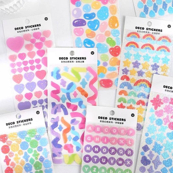 korean inspired polcos stickers glitter sparkly confetti etsy