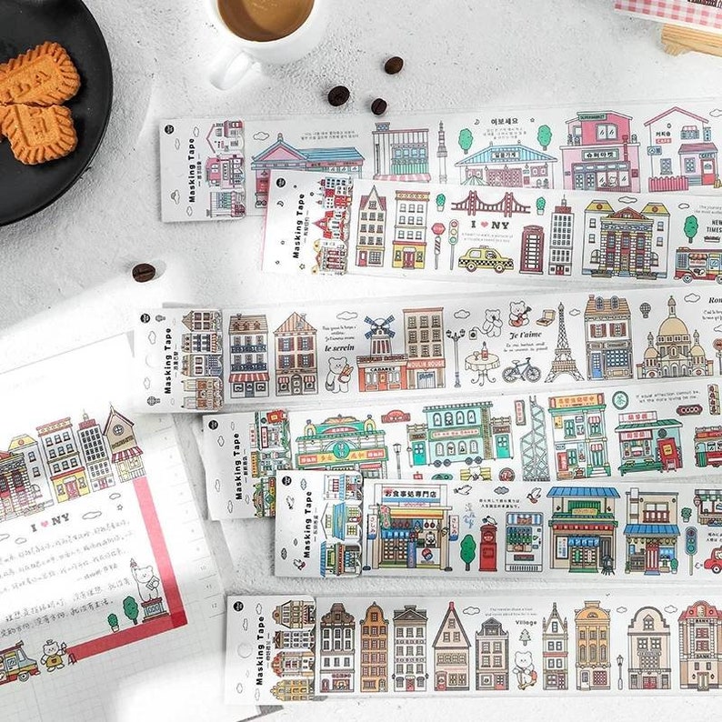6 Var Buildings Architecture Countries Washi Tape Sticker Planner Scrapbooking Card Making Scrapbook Craft Kikki K Washi Tape Sample Paper Paper Party Supplies Kromasol Com