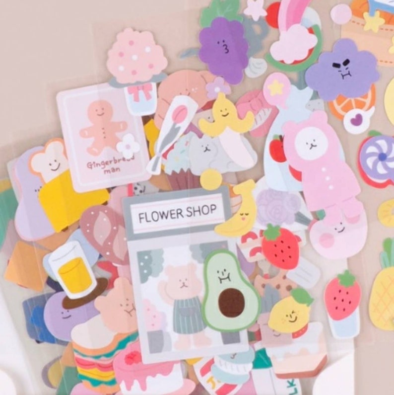 Korean Removable Stickers Korean Aesthetics Cute Kawaii 6 Etsy Singapore