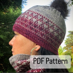 Winter Peaks Hat PDF Knitting Pattern - Digital download Fingering weight colour work knitting pattern