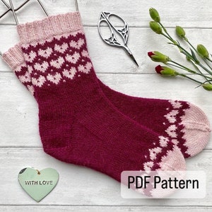 Heart Warming Socks PDF Knitting Pattern Digital Download. Sock