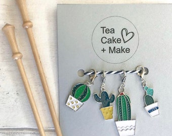 gift for a knitter Love Cactus Progress and Stitch Marker Set planner knitting markers Progress Keeper knitting accessories snag free
